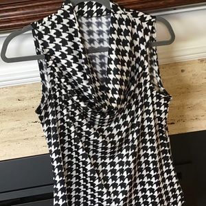 New houndstooth cowl neck sleeveless top